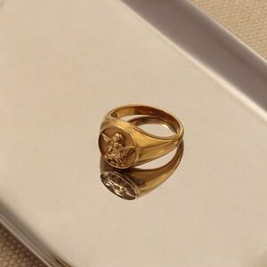 Inner Harmoni 18K Gold Plated Guardian Angel Gold Waterproof Ring